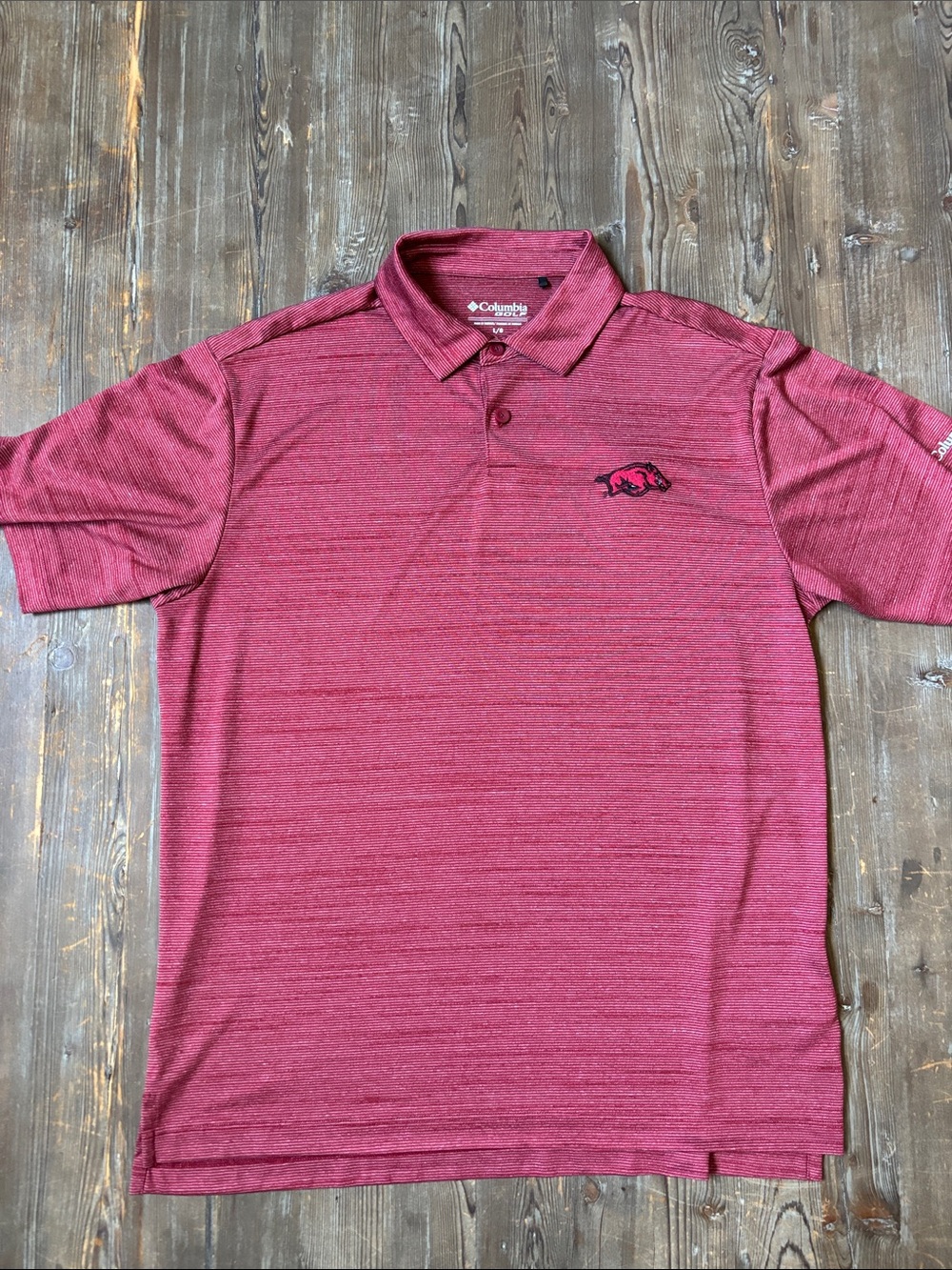 Columbia Men's Red Heather Polo Shirt Arkansas Razorbacks